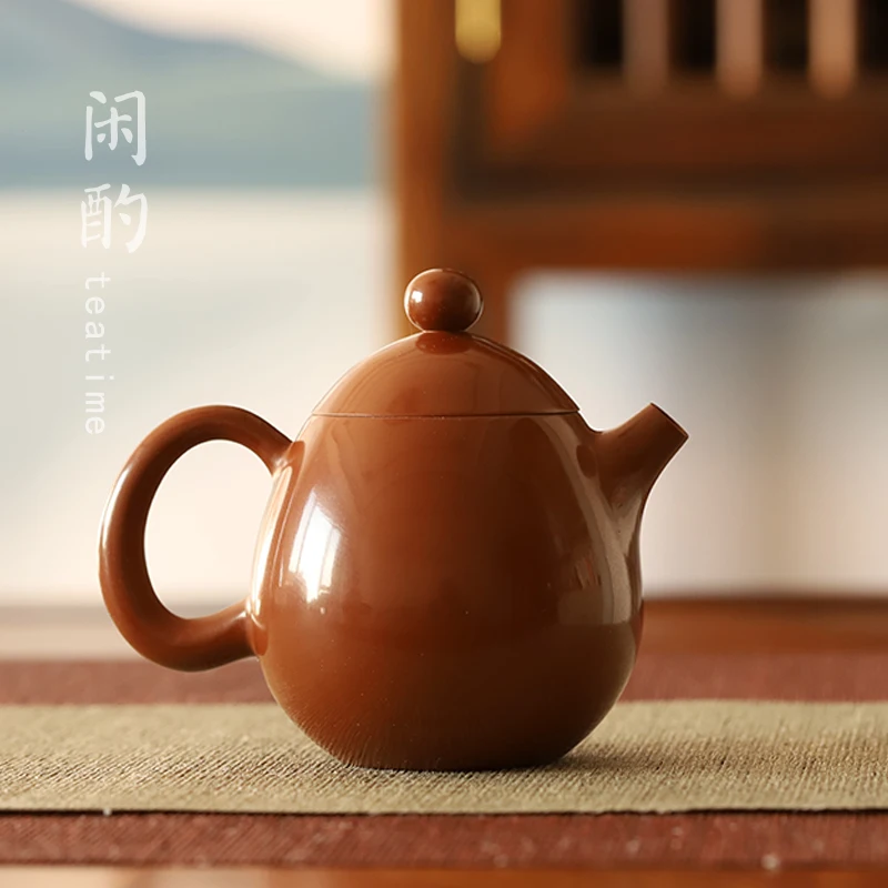 |Xianyan Raw Ore Jianshui Purple Pottery of Yunnan Teapot Mirror Dragon Egg Little Teapot Kung Fu Tea Set Unglazed Pu'er Tea Sma