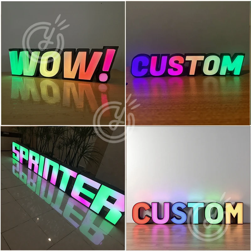 Letrero de barra RGB con logotipo personalizado, canal Led direccionable, letras 3d, señalización de pared comercial, publicidad, salón de belleza, peluquero de neón