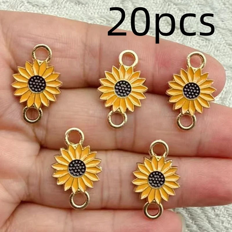 20pcs Daisy Charms Gold Plated Flowers DIY Bracelets Necklace Jewelry Making Handicrafts Accessories Wholesale