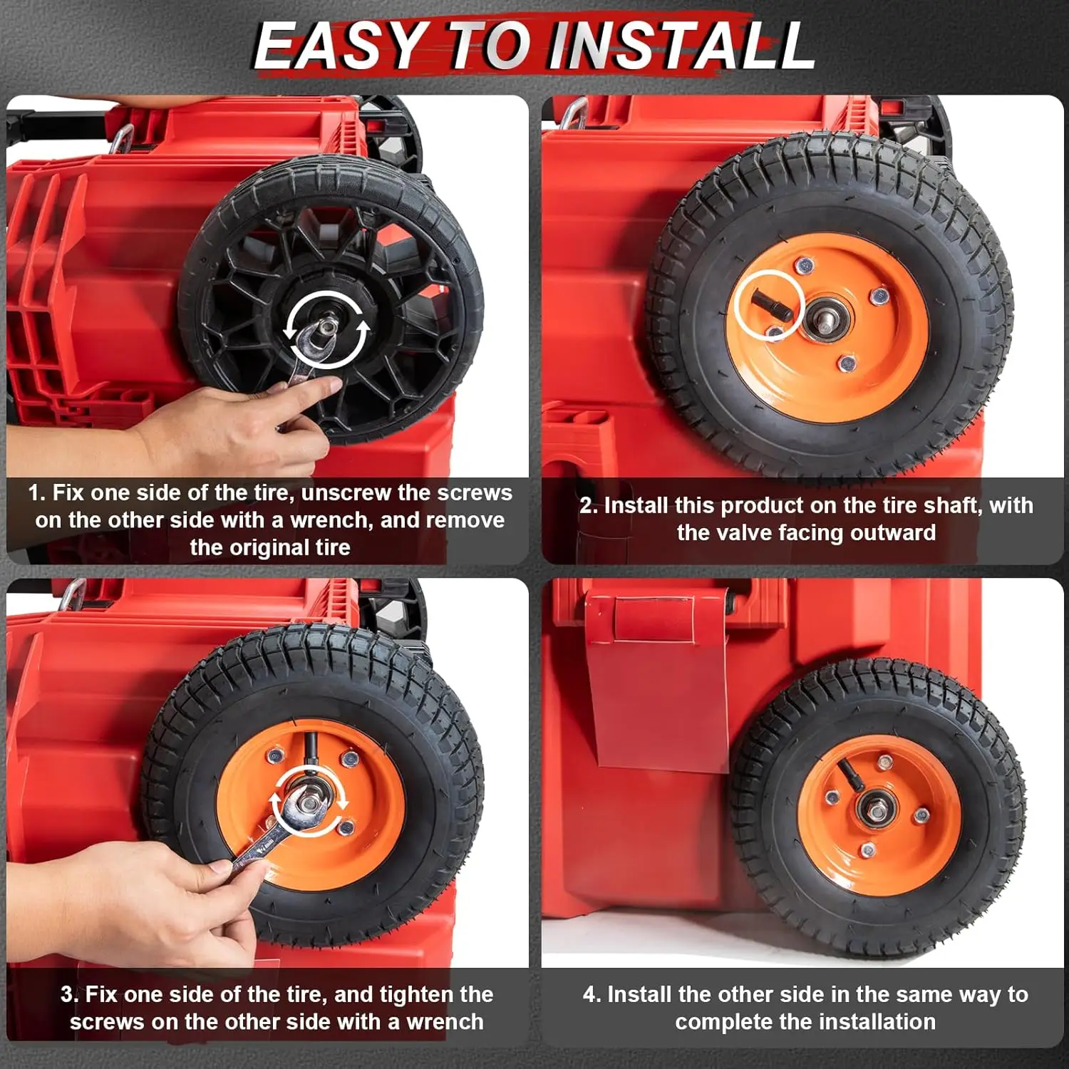 2 szt. Kół kompatybilnych z skrzynią narzędziową na kółkach 48-22-8426, zestaw kół zamiennych 9-calowych Packout, kółka aluminiowe, mocne · Darmowa wysyłka