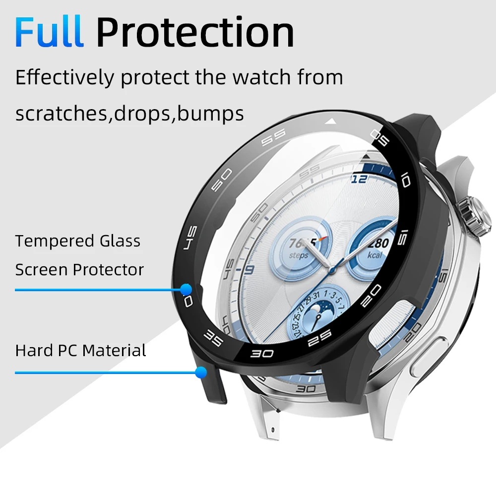 Case for Huawei Watch GT 5 5Pro 46mm Tempered Glass Screen Protector & Hard PC Protective Bumper for GT5 Accessories