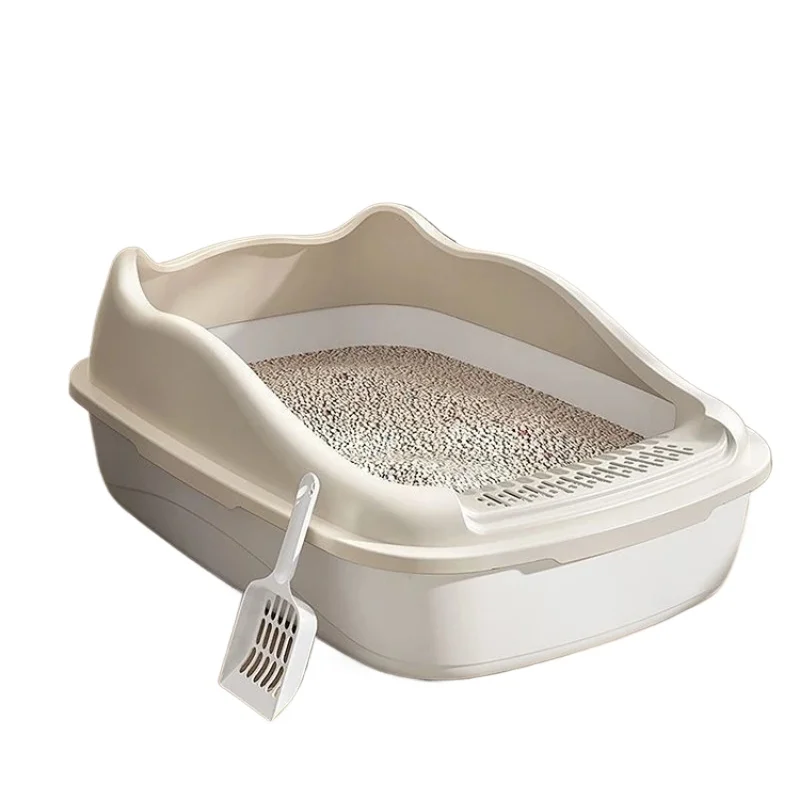Semi-Closed Cat Litter Box Breathable Durable Kitten Toilet Bedpan with Scoop Pet Accessories Spill-Proof Litter Box