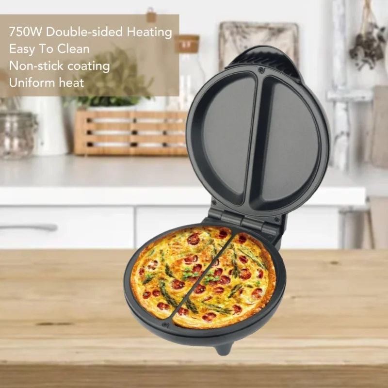 Electric Double Sided Omelette Maker 2 Portions Nonstick Frittata Cooker Quick Easy Breakfast Tool Fast Heating Small Kitchen