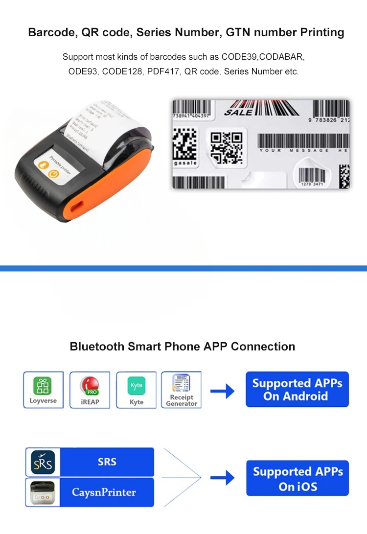 58mm Wireless Mini Thermal Printers Portable Receipt Printer Thermal BT Mobile Phone Android POS PC Pocket Bill Makers Impresora