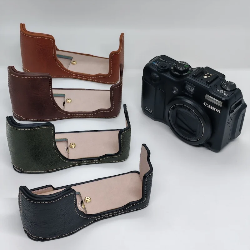 Protective Bottom Case for Canon Powershot G11 G12 PU Leather Bag Half Base