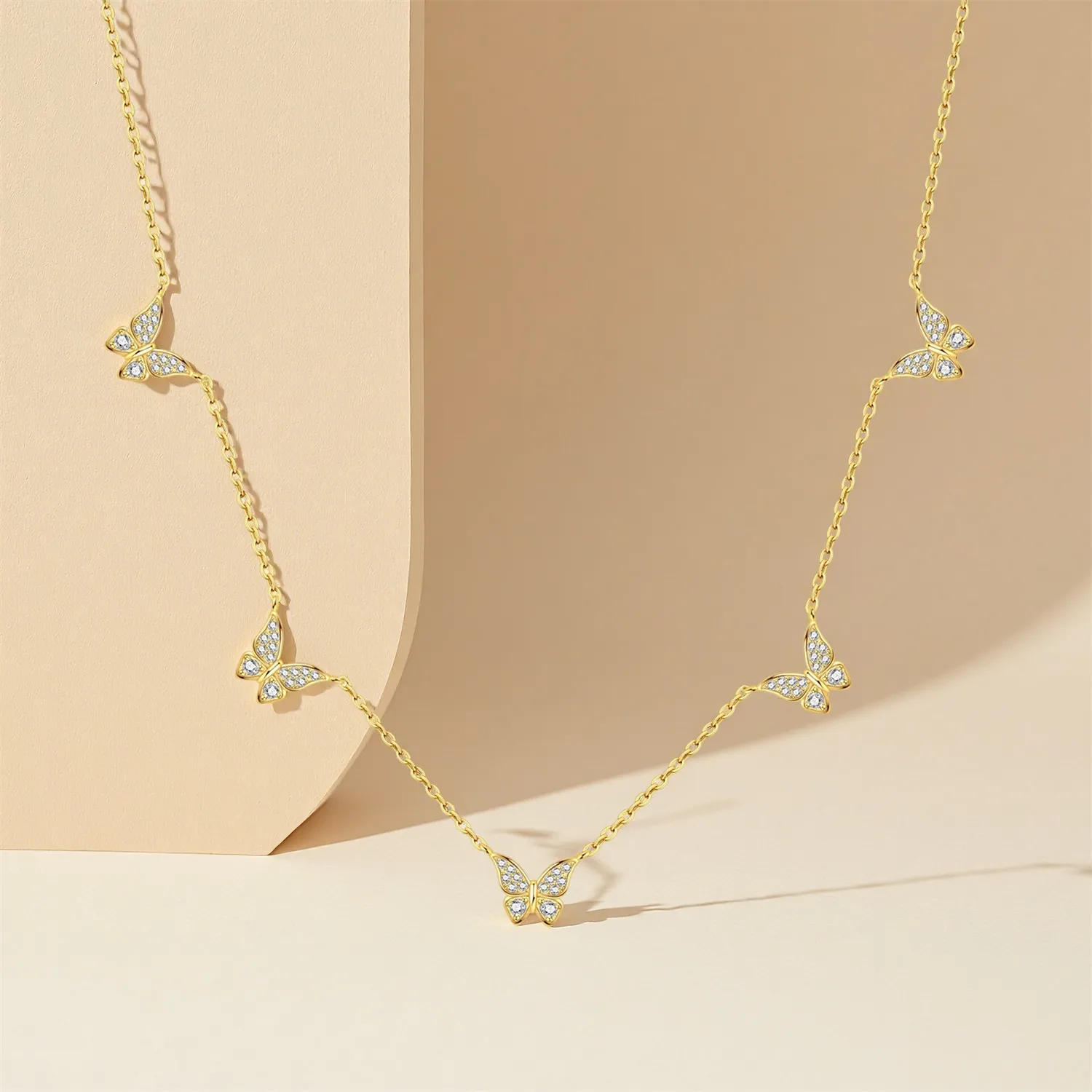

PANPOKI 925 Sterling Silver 18K Golden Butterfly Insects Necklace Pendant Necklace for Women Birthday Gifts Fine Jewelry