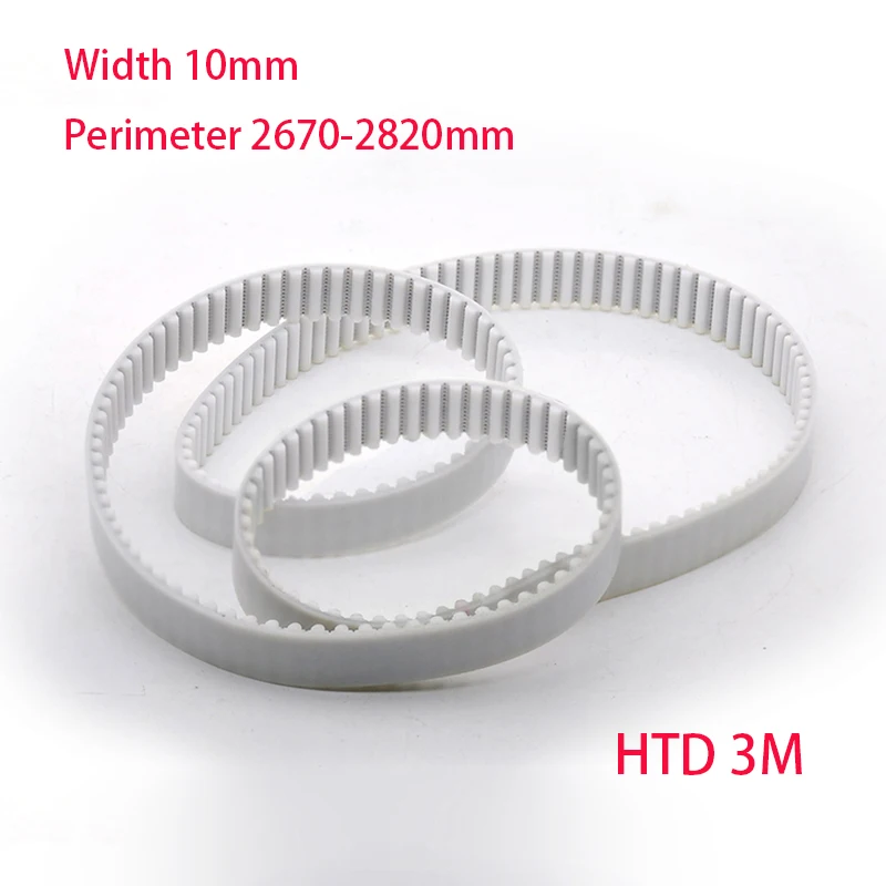 1Pcs Perimeter 2670-2820mm HTD3M PU with Steel Core Timing Belt Width 10mm White Polyurethane Closed Loop Gear Belt