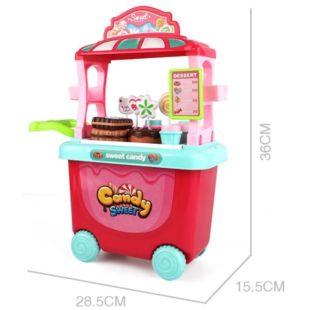 24 pièces magasin chariot crème glacée bonbons chariot jouet pushable bricolage enfants semblant jouer jouets amovible chariot de rangement