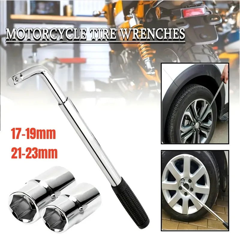 Imagem -02 - Universal Extensível Roda de Carro Cinta Chave Pneu Duplo Terminou Soquetes Porca 17 19 21 23 mm Conjunto Cromo para Carro Van Caminhão