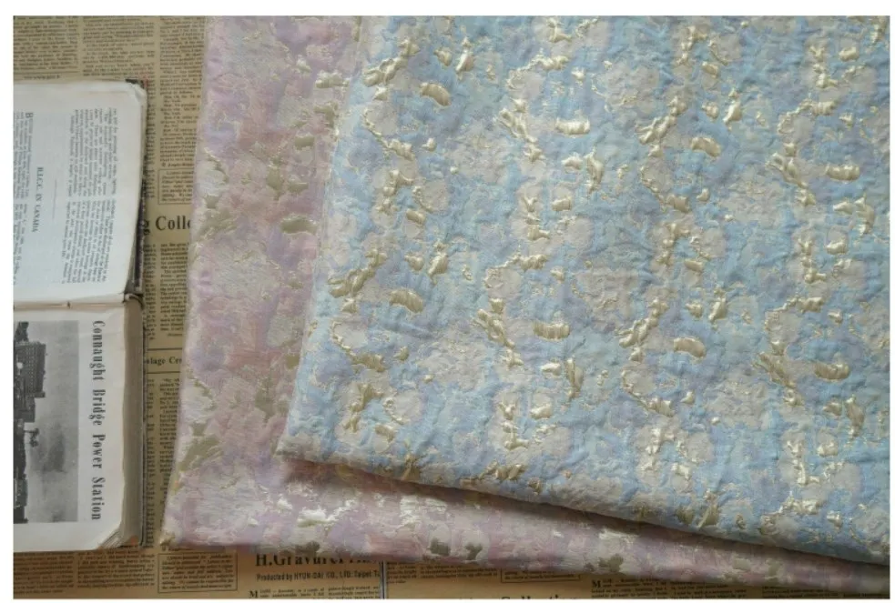 1 meter Gold Silk Relief Bubble Jacquard Fabric Women's Dress Skirt Makeup Bag Decorative Sewing Fabric