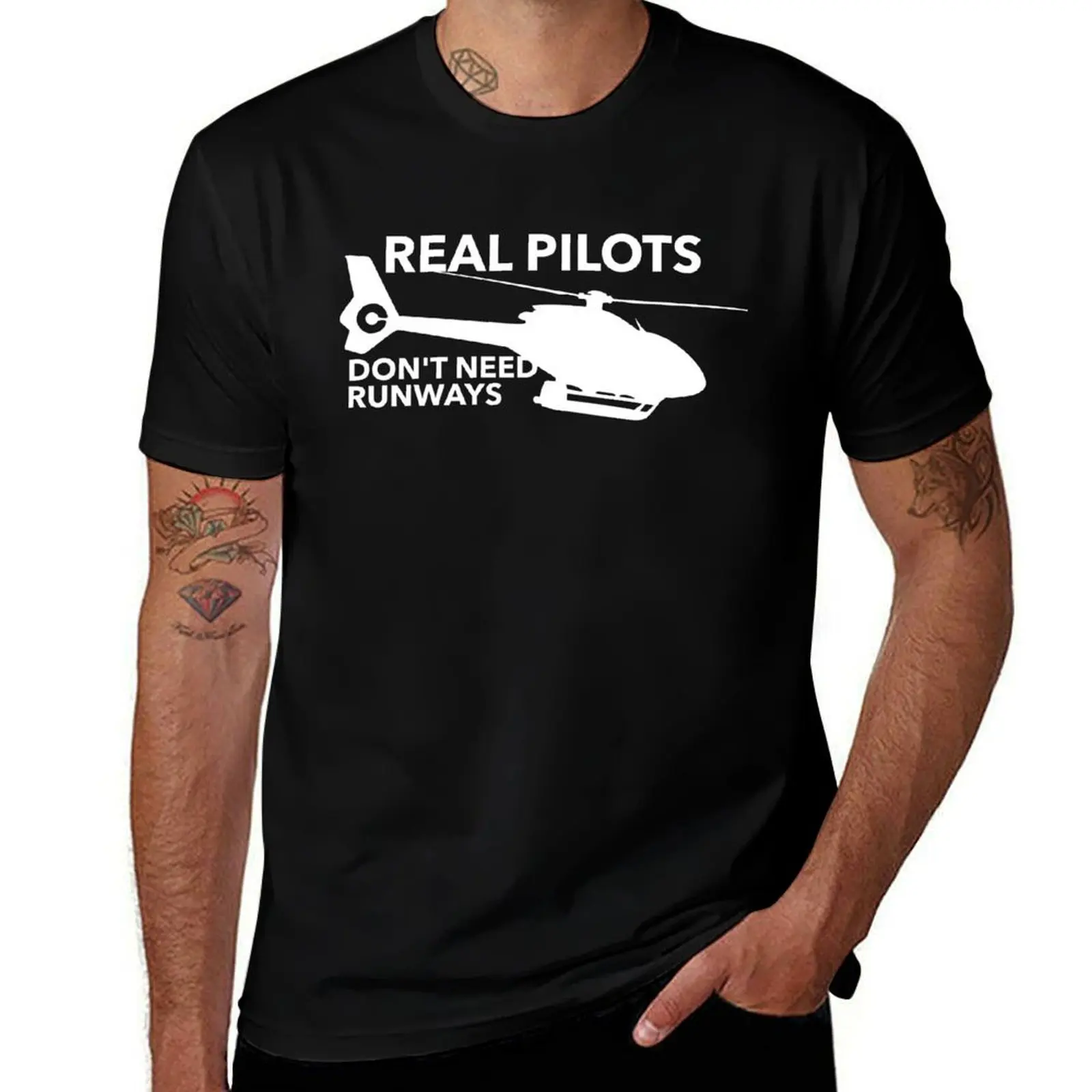 

Real Pilots Don't Need Runways Helicopter Pilot T-Shirt cotton t shirts man 100% t shirt custom print T-Shirt