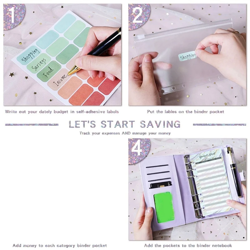 2X A6 Money Organizer For A6 Cash Budget Binde Budget Planner Binder With Zipper Envelopes Cash Envelopes D