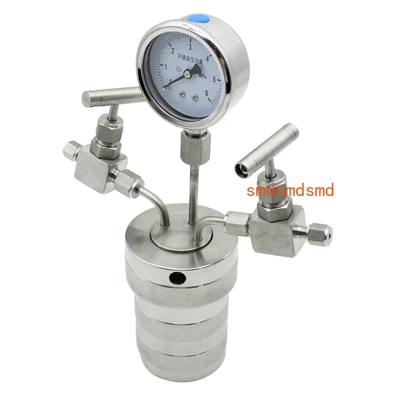 25ml Hydrothermal Synthesis Autoclave Reactor Vessel + Inlet Outlet Gauge 25ml 6Mpa Tool Instrument