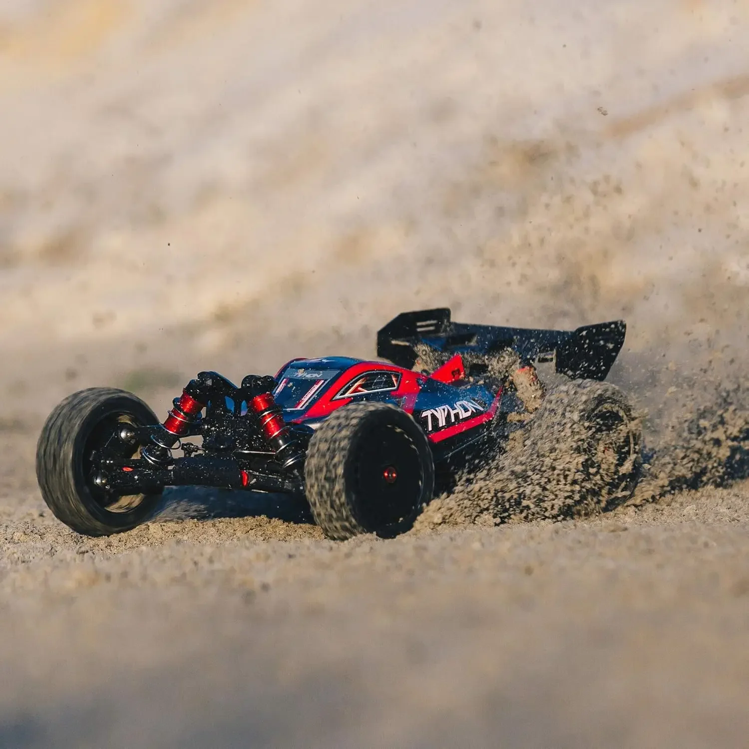 RC Car 1/8 Typhon 6S V5 4WD BLX Buggy with Spektrum Firma RTR (Ready-to-Run), Black and Red, ARA8606V5