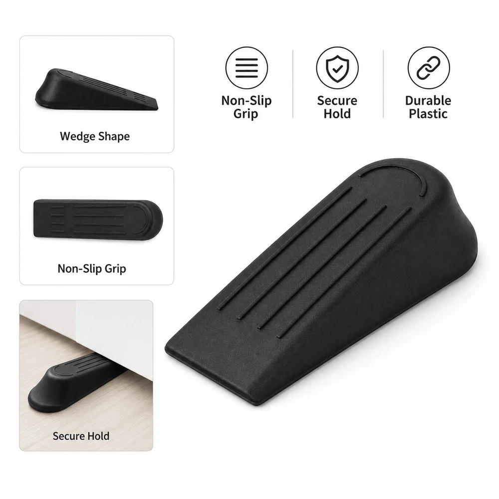 Plastic Door Stop Wedges Wedge Shape Compact Size Door Stoppers Buffers Non-Slip Base Heavy Duty Door Stopper Floor Protection