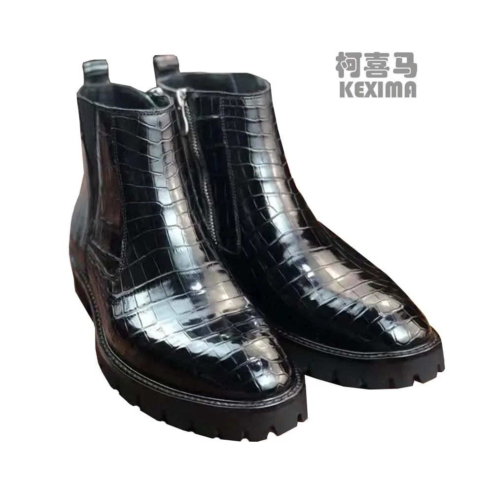 yingshang new arrival men boots crocodile leather boots for male fashion winter shoes male