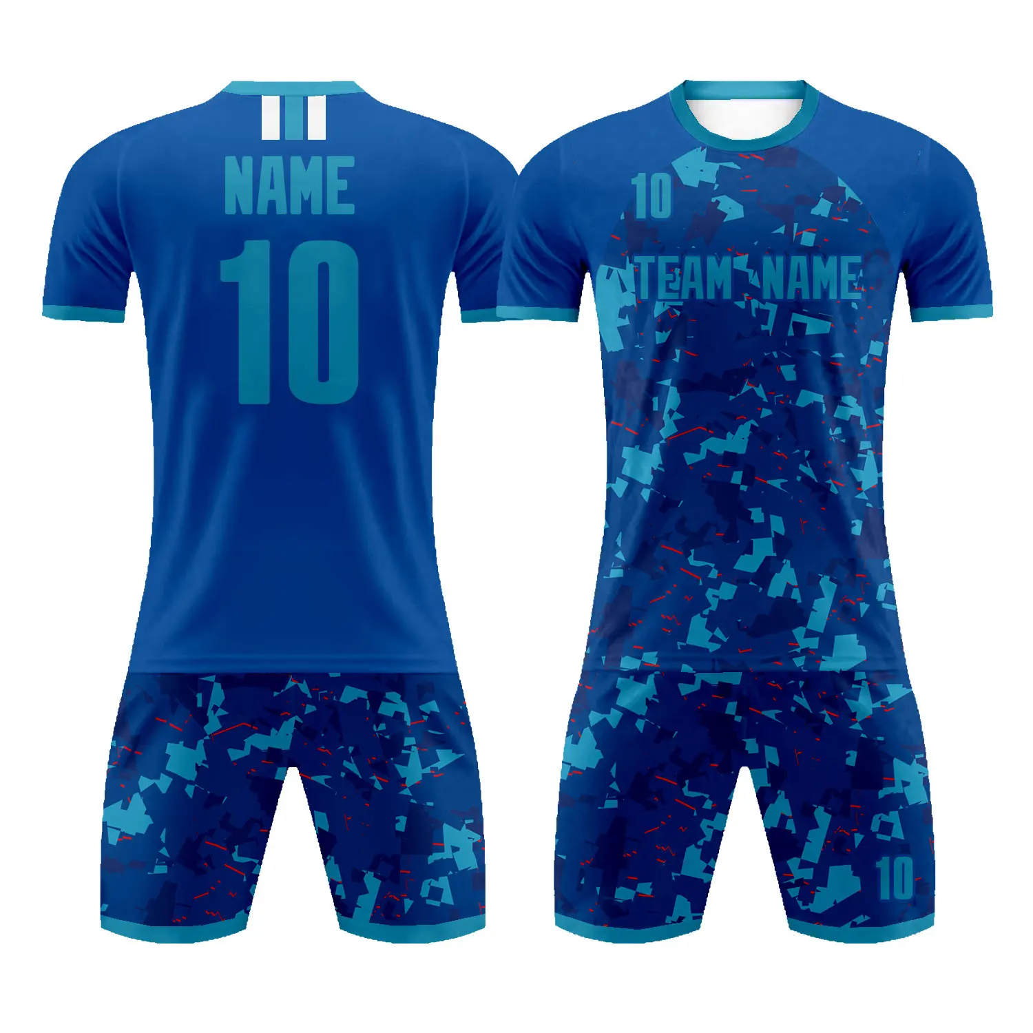 

Custom Blue Purple Soccer Jersey and Short Sets Quick Dry Sports Team Training Uniform Knit Personalized Name Number Logo