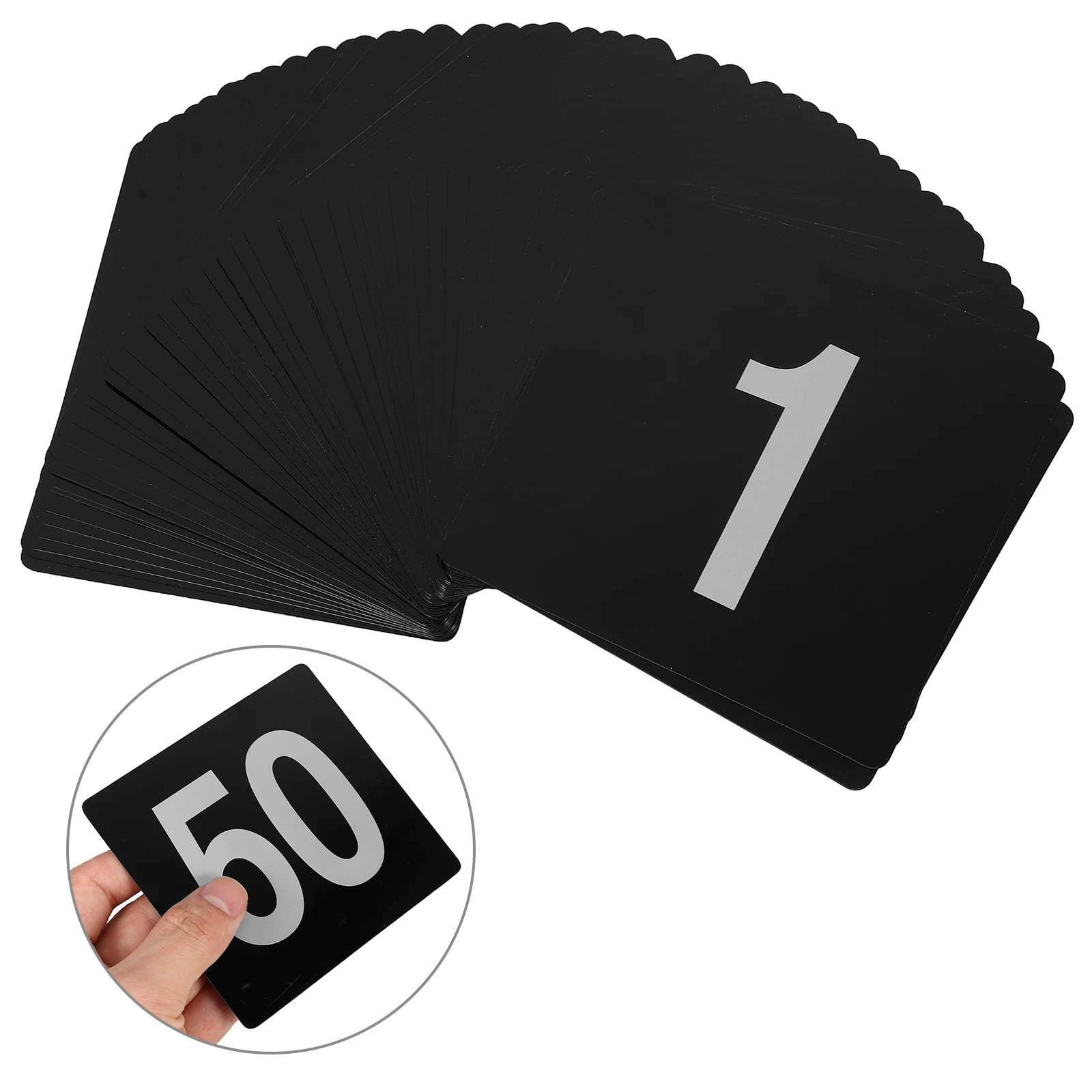 

50pcs Table Number Cards 95X100mm Black White Seating Signs Restaurant Cafe Wedding Party PVC Numbers
