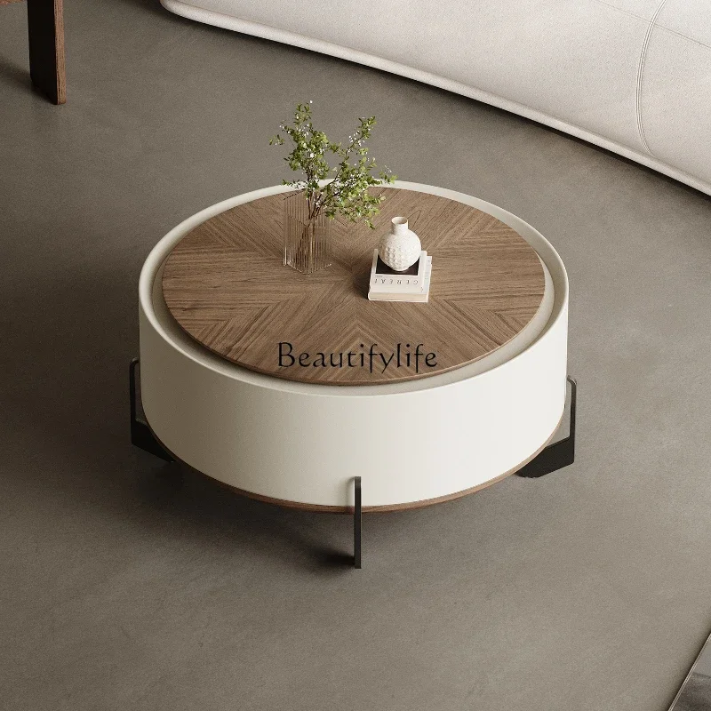 

Modern simple round liftable coffee table small apartment living room household multi-functional coffee table