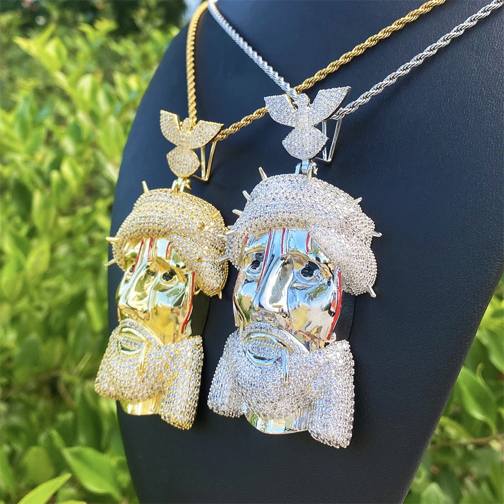 

Новое поступление 2025, смелая массивная застежка в стиле хип-хоп с голубиной, инкрустированная цирконом, ретро-портрет, медная подвеска, мужское ожерелье