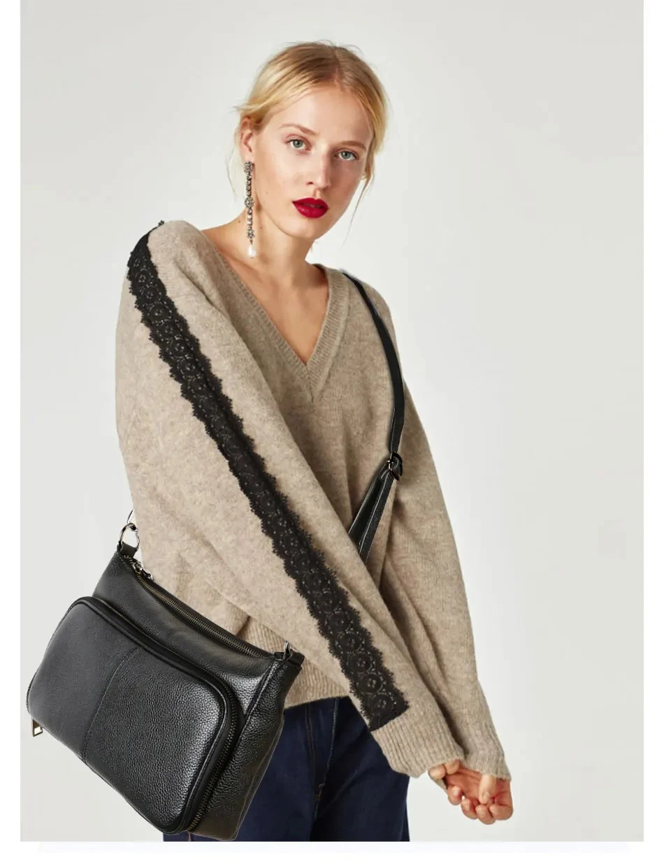 Zency Damen-Umhängetasche aus 100 % echtem Leder, hellviolett, Umhängetasche, Handtasche, modische Hobo-Tasche, Messenger-Taschen, Sac Bolsa – Detail 6