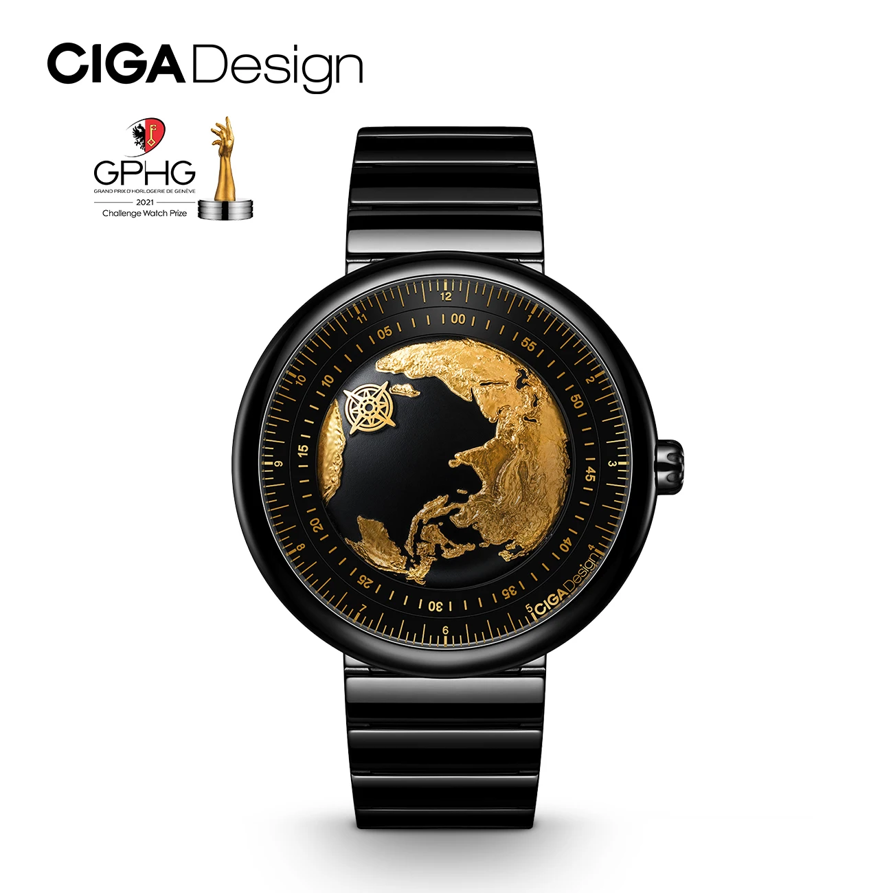 CIGA Design Automatic Movement Luxury Watches for Men 2024 U Series Blue Planet Gilding Version Ceramic Mechanical Wristwatches