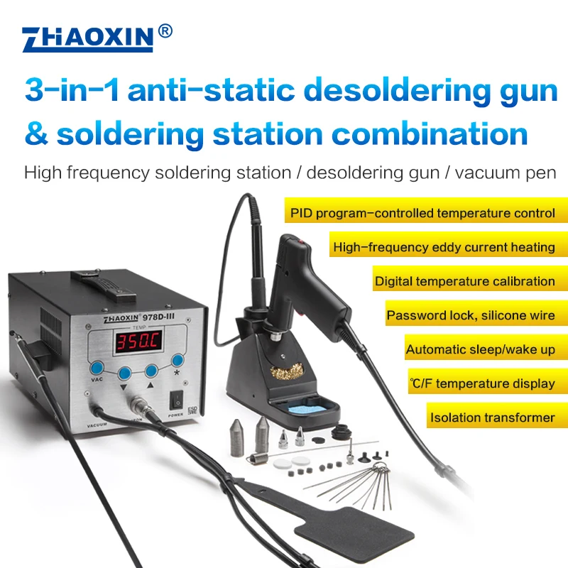 ZHAOXIN 3 IN 1 dispositivo per saldatore elettrico digitale stazione di saldatura per pistola a stagno di aspirazione stazione di dissaldatura per