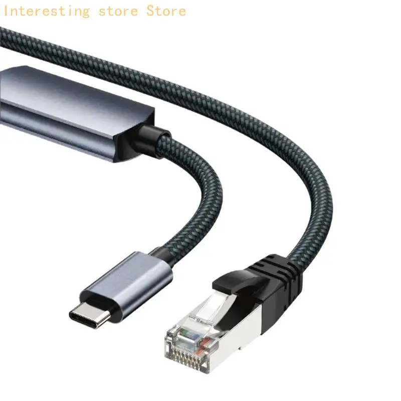 1000Mbps Gigabit Ethernet Cable Adapter Cord for Video Calls and Online Class Use, RJ45 Internet Line with Metal Shell for Desks