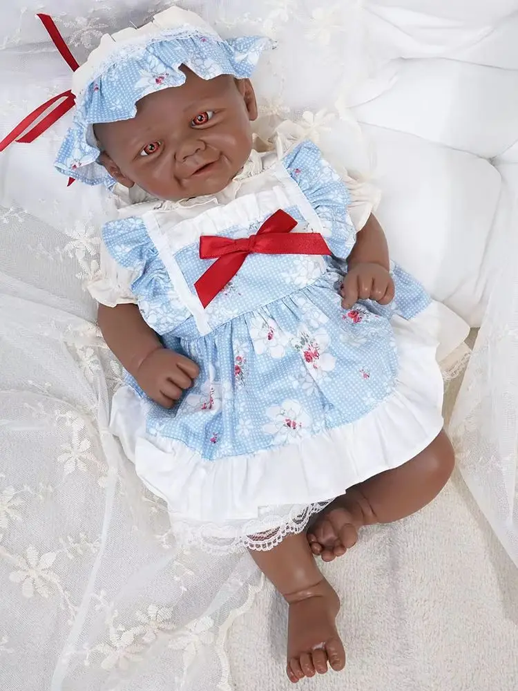 Lebensechte Silikon-Reborn-Puppe für Mädchen, komplett aus Platin-Silikon, bemalt, kuschelig, 16,92 Zoll / 17,52 Zoll