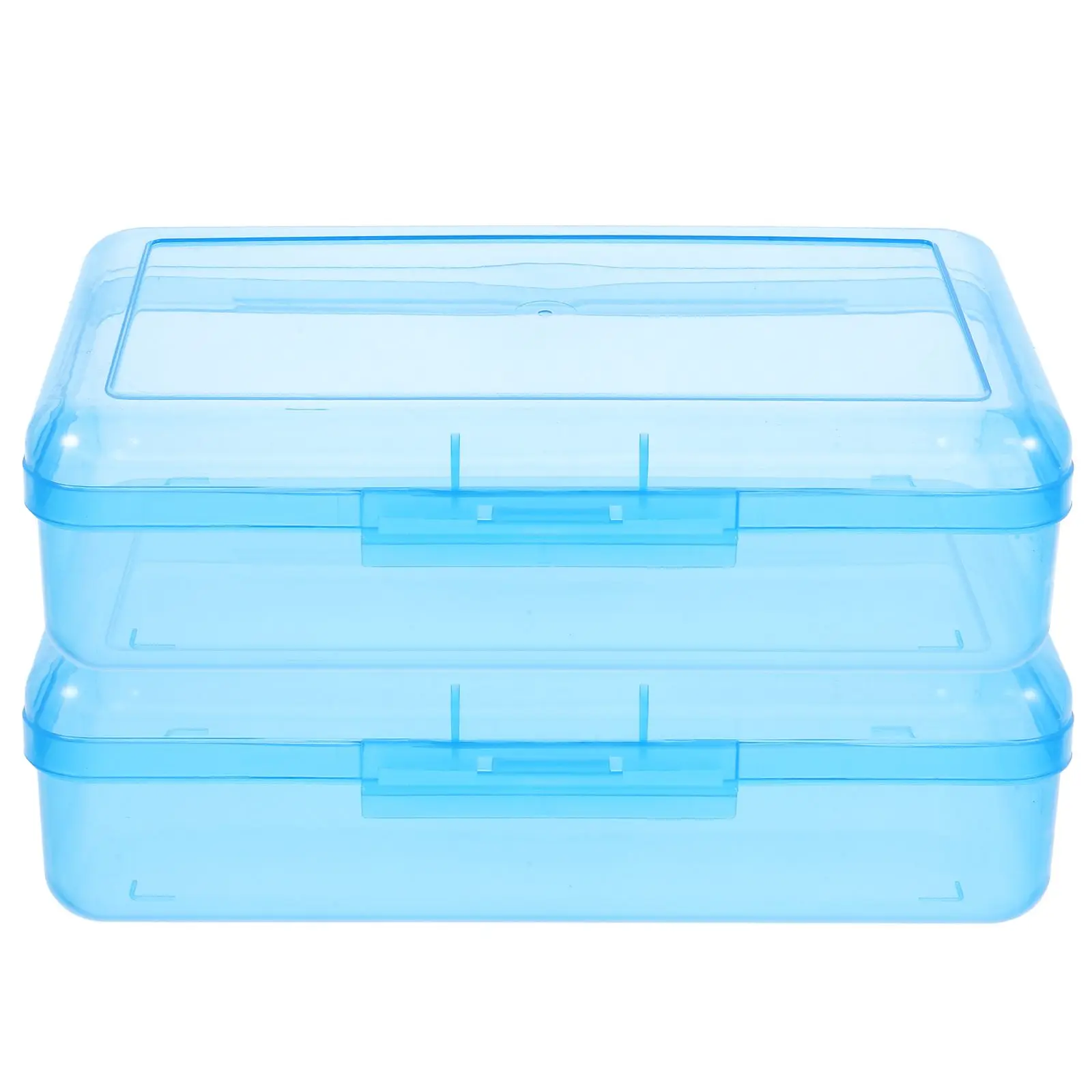 

2 Pcs Plastic Pencil Case Large Capacity Durable Material Students Colored Pencils Office Study Travel Blue Hard Case Pen