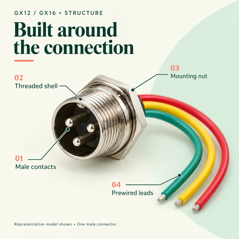GX12 GX16 Male Panel Mount Aviation Connector with 20cm Wire Leads 2 3 4 5 6 7 8 10 Pin Circular Metal Plug for DIY Wiring 1PC