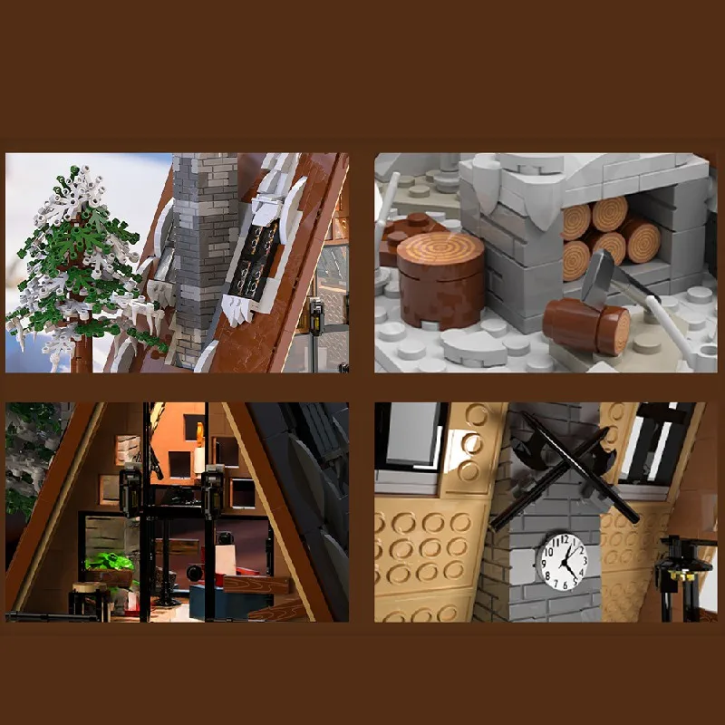 1508PCS A-Rahmen Schnee Kabine Bausteine LED Street View Haus Modulare Modell Desktop Dekoration Puzzle Spielzeug Kinder Urlaub geschenk