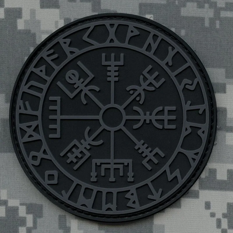 Glow in Dark Vegvisir Viking Compass Rune Patch Odin Logo Norse Rune Morale Tactical PVC Fastener Applique uniformi emblema Badge