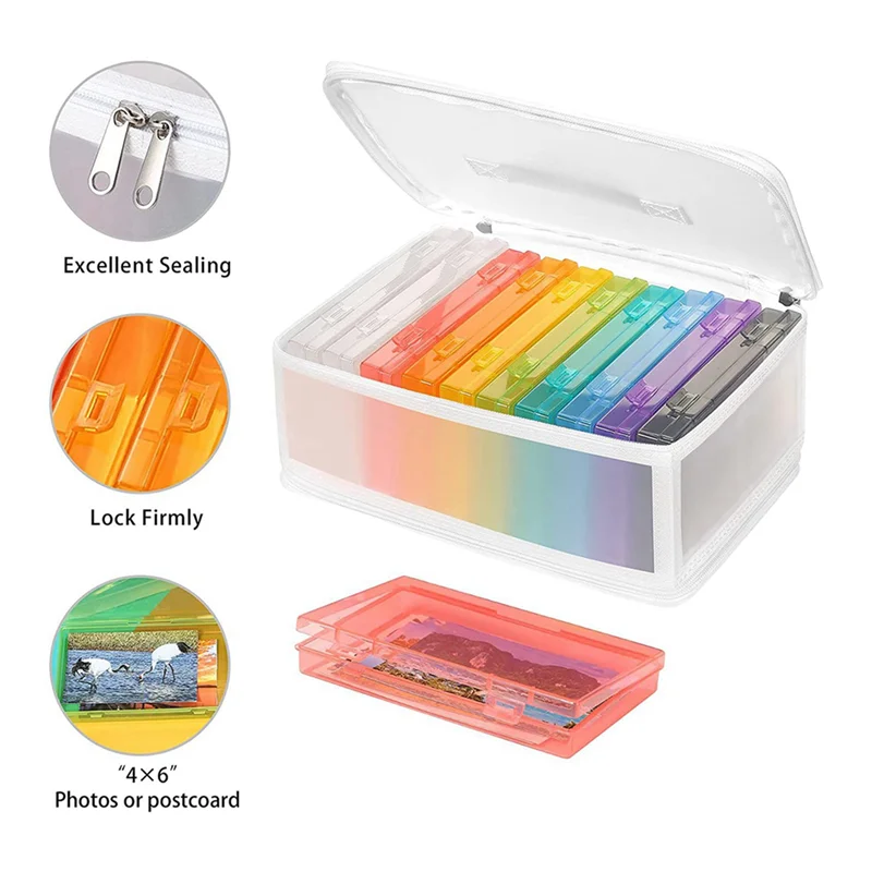 【RECOMMEND】3Pcs 4X6 Inch Photo Storage Boxes Photo Case With Handle, 10 Inner Plastic Photo Keeper, Scrapbook Container Box