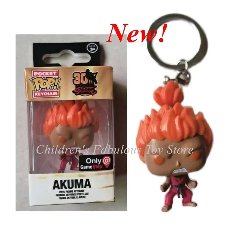 Nuevo llavero de bolsillo FUNKO POP STREET FIGHTER AKUMA PVC colección de figuras de acción modelo bolsa colgante juguetes para regalos