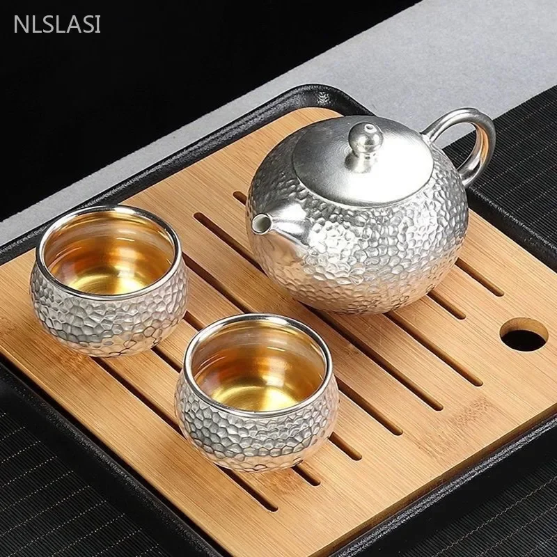 High Quality Silver Plated Ceramic Tea Pot Home Beauty Master Cup Handcrafted Xishi Filter Teapot Custom Tea Accessories