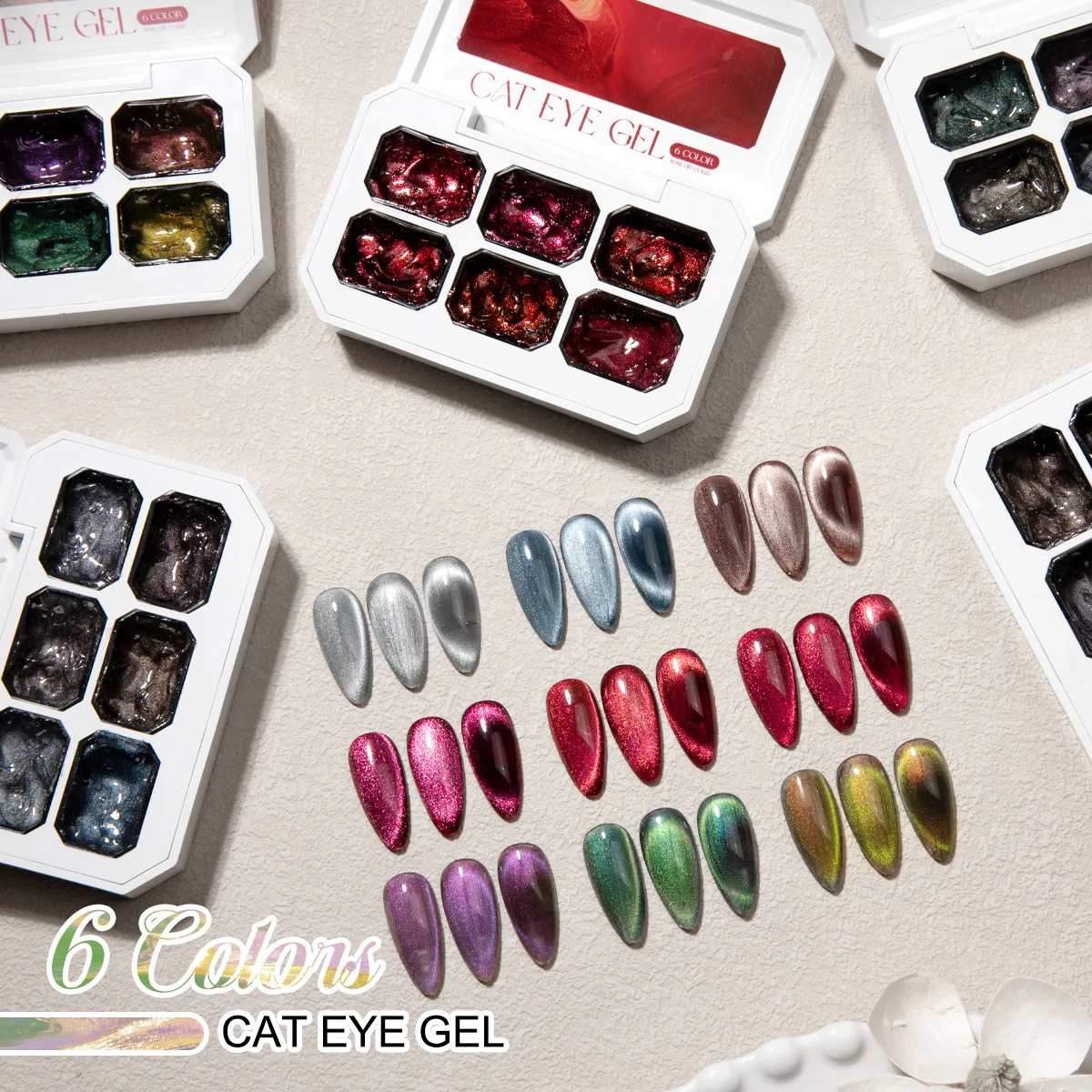 

6Colors Cat's Eye Magnetic Nail Gel Soaking UV LED Gel Varnishes Salon Female Nail Art Tools Fashion Holographic for Manicure