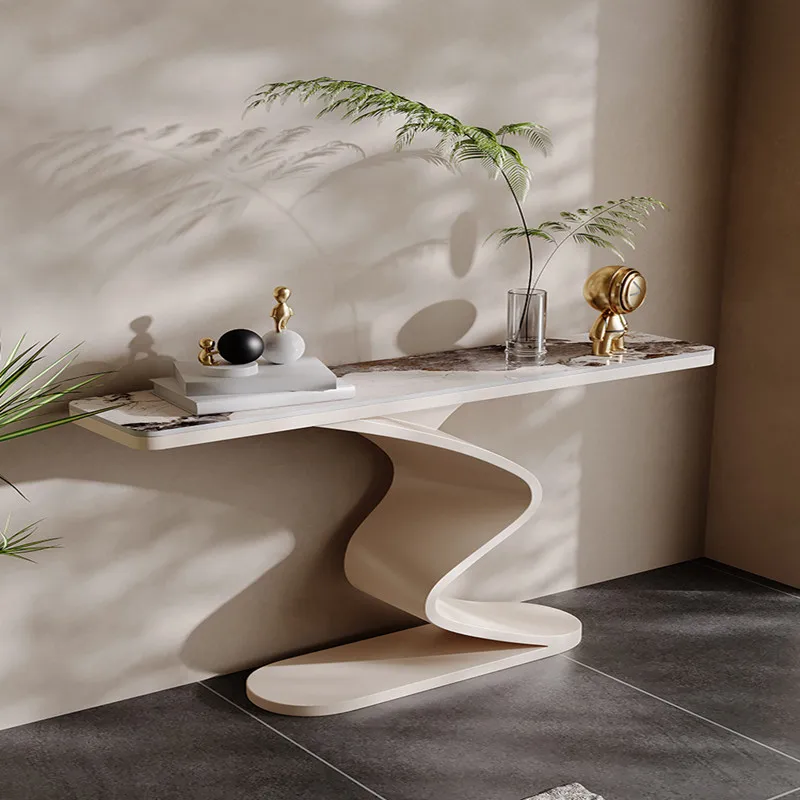 

Rock slab entrance table Light luxury household entrance door against the wall End view table Modern simple corridor table
