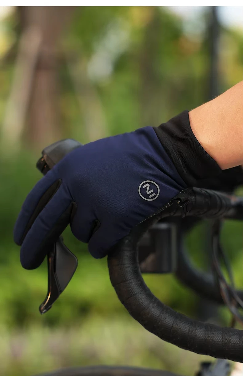 INBIKE Winddichte Fleece-Herren-Fahrradhandschuhe, warm, Vollfinger-Touchscreen, stoßdämpfend, rutschfest, lange Finger, Rennrad – Detail 9