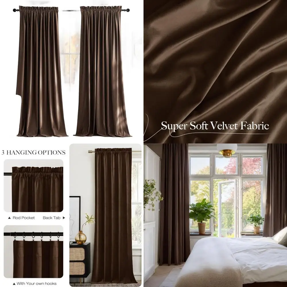 

96 длинных бархатных затемненых штор, термоизоляция, затемнение комнаты, набор из 2 панелей (52x96) для домашнего кинотеатра