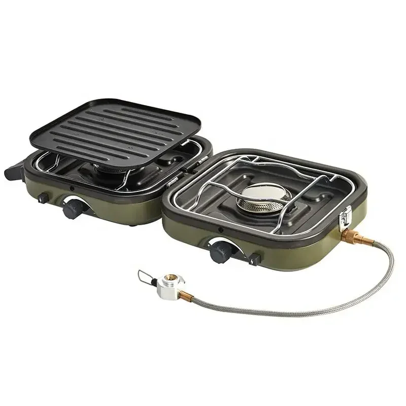 

Multi Fuel Camping Stove Portable Two Burner Cookware Outdoor Picnic Bbq Grill Foldable Gas Stove High Power Cooking