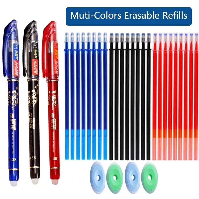 Erasable GEL ชุดปากกาปากกาลูกลื่น Rod 0.5 มม.เติม Muti-สีหมึกล้างทําความสะอาดได้เครื่องเขียนโรงเรียนเขียนอุปกรณ์