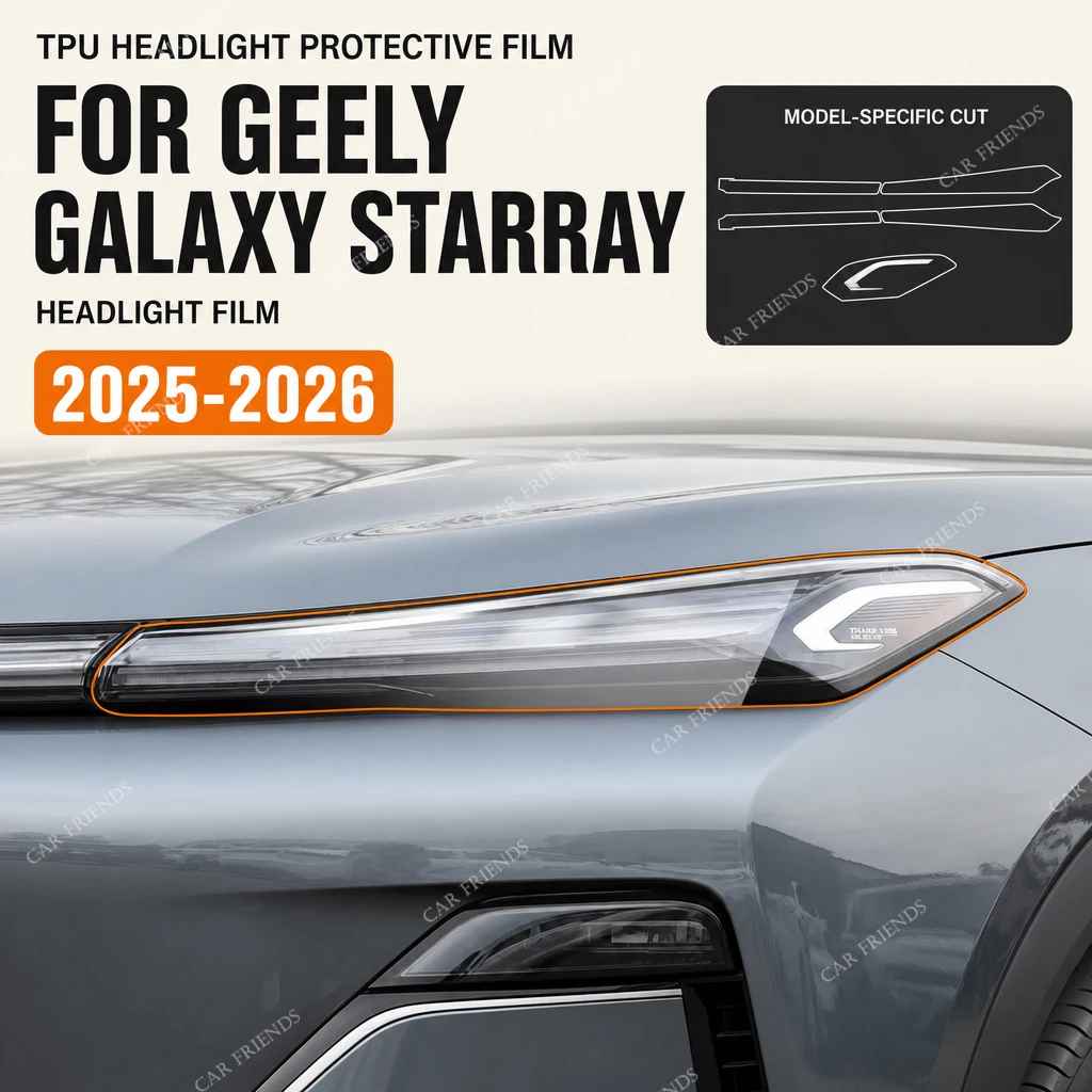 2x Custom Fit TPU Headlight Protective Film for Geely Galaxy Starray Starship 7 2025-2026 Smoked