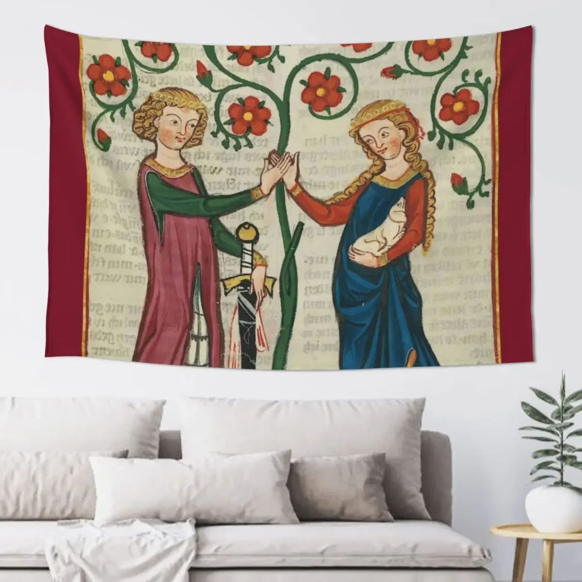 

Lovers Beneath The Tree Medieval Illumination Tapestry Bedroom Decor Aesthetic Bedrooms Decorations Tapestry