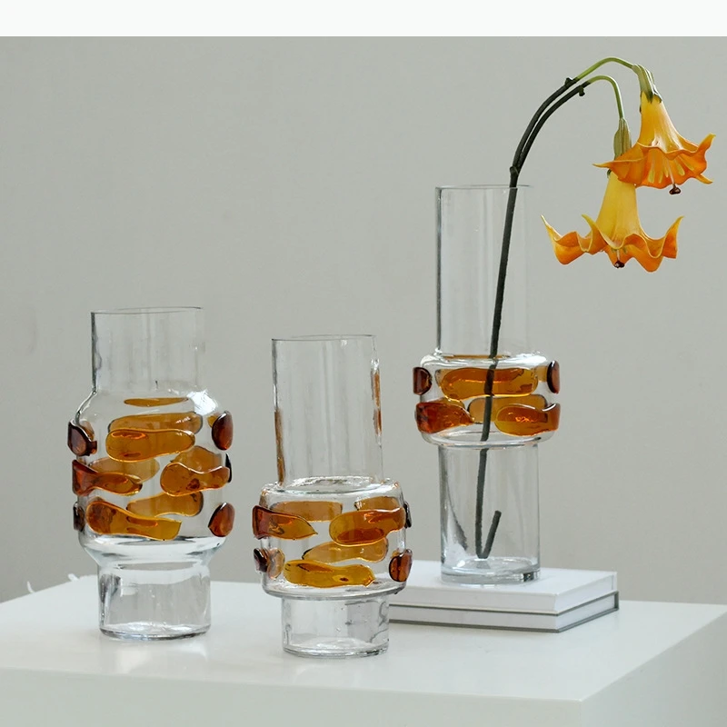 Glass Vase Floral Arrangement Accessories Flower Vase Transparent Color Bubble Room Decoration Accessories