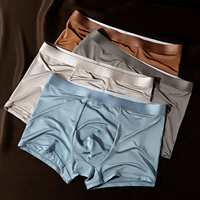 4PCS/Pack Luxury Ice Silk Satin-like Men's Panties Super Soft Boxer Homme Cool Breathable Comfortable Man Underwear Underpants