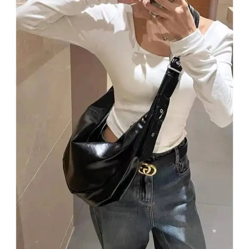 Bloom Retro Black Large Capacity Dumpling Women Sweet Cool Casual Crossbody Bags Ladies Versatile Shoulder Underarm Bag