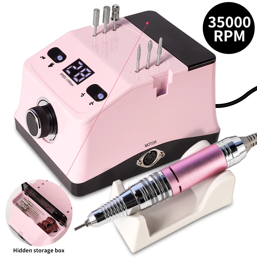 Professional 35000RPM Electric Nail File Low Noise Electric Nail Drill for Nail Polish Gel Polish Nail Sander File Nail Tool
