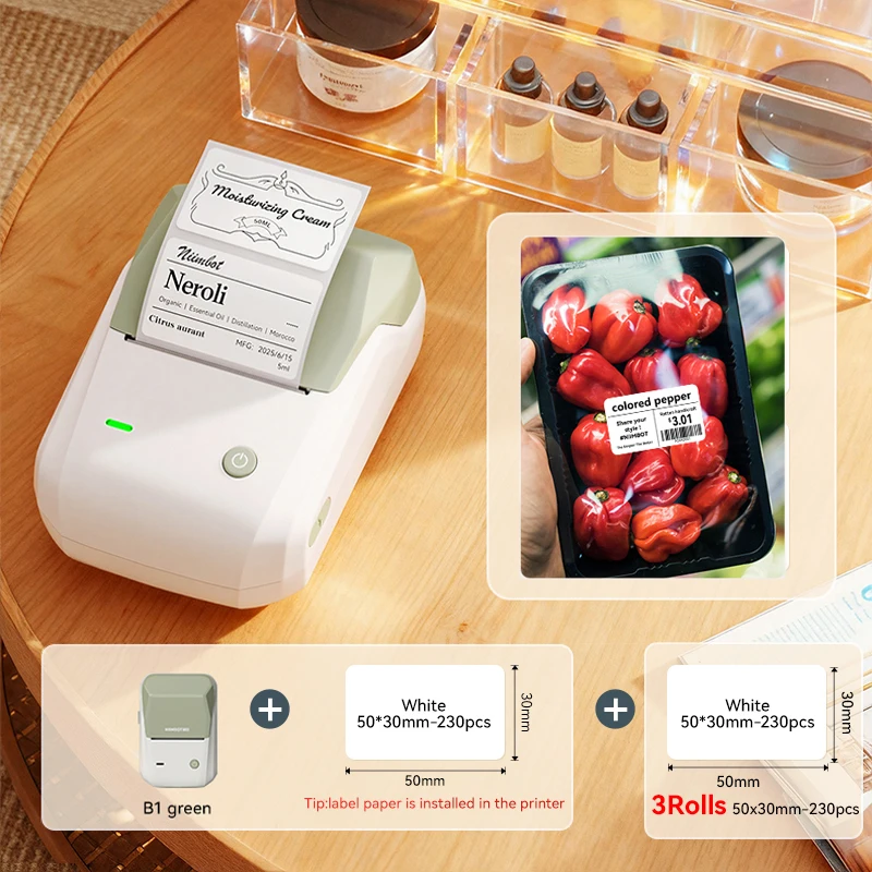 NIIMBOT B1 draagbare thermische printer met tapes 2-inch zelfklevende labelprinter Mini Bluetooth Sticker Maker Ondersteuning smartphones PC