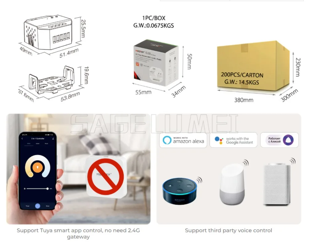 المنزل الذكي يعتم MiBoxer TRI-C1WR/-PW/-PR 500W AC Triac Dimmer – WiFi/2.4 جيجا هرتز نطاق 30 متر أليكسا لأضواء AC100V-240V #5